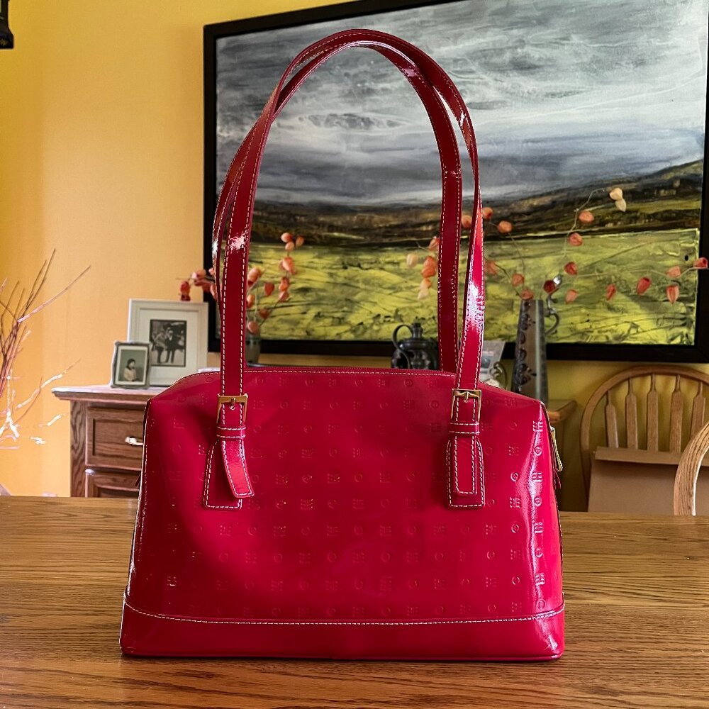 ARCADIA Red Patent Leather Bag Buckle Straps